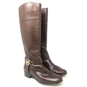 MICHAEL KORS Fulton Harness Tall Riding Boots Womens 8.5 Leather Equestrian